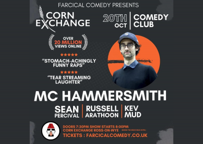Comedy club poster for MC Hammersmith at the Corn Exchange