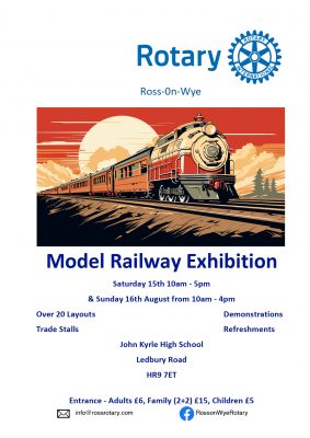 white background with picture of train and text in blue