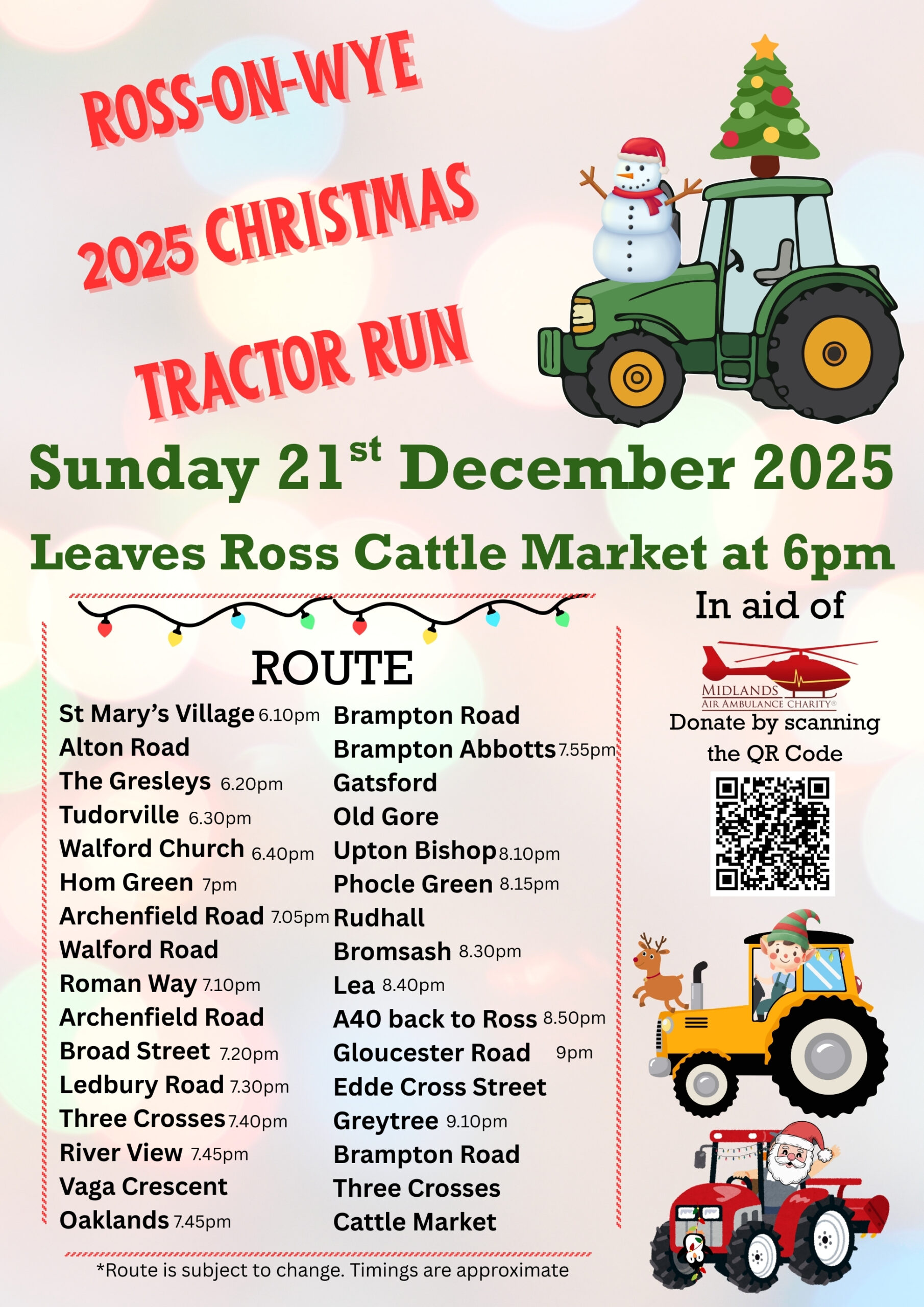 Poster with notes of each place and time