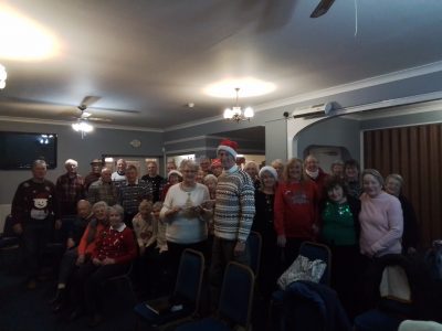 Picture of group with Santa's hats on