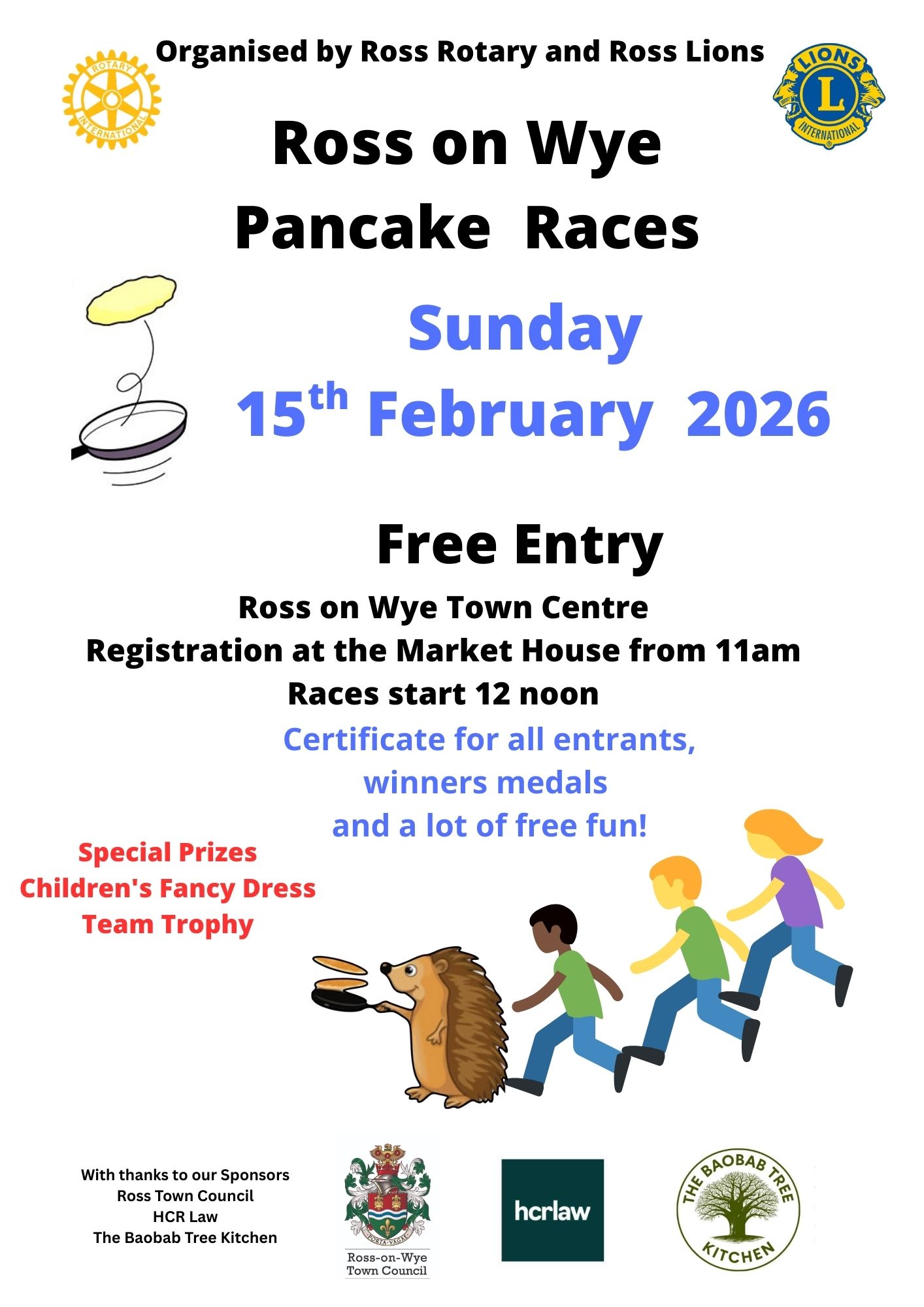 white poster with text in black and blue